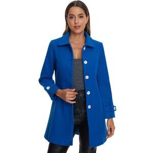 Winter Peter Pan Collar Mid-thigh A-line Single Breasted Pea Coat Royal Blue